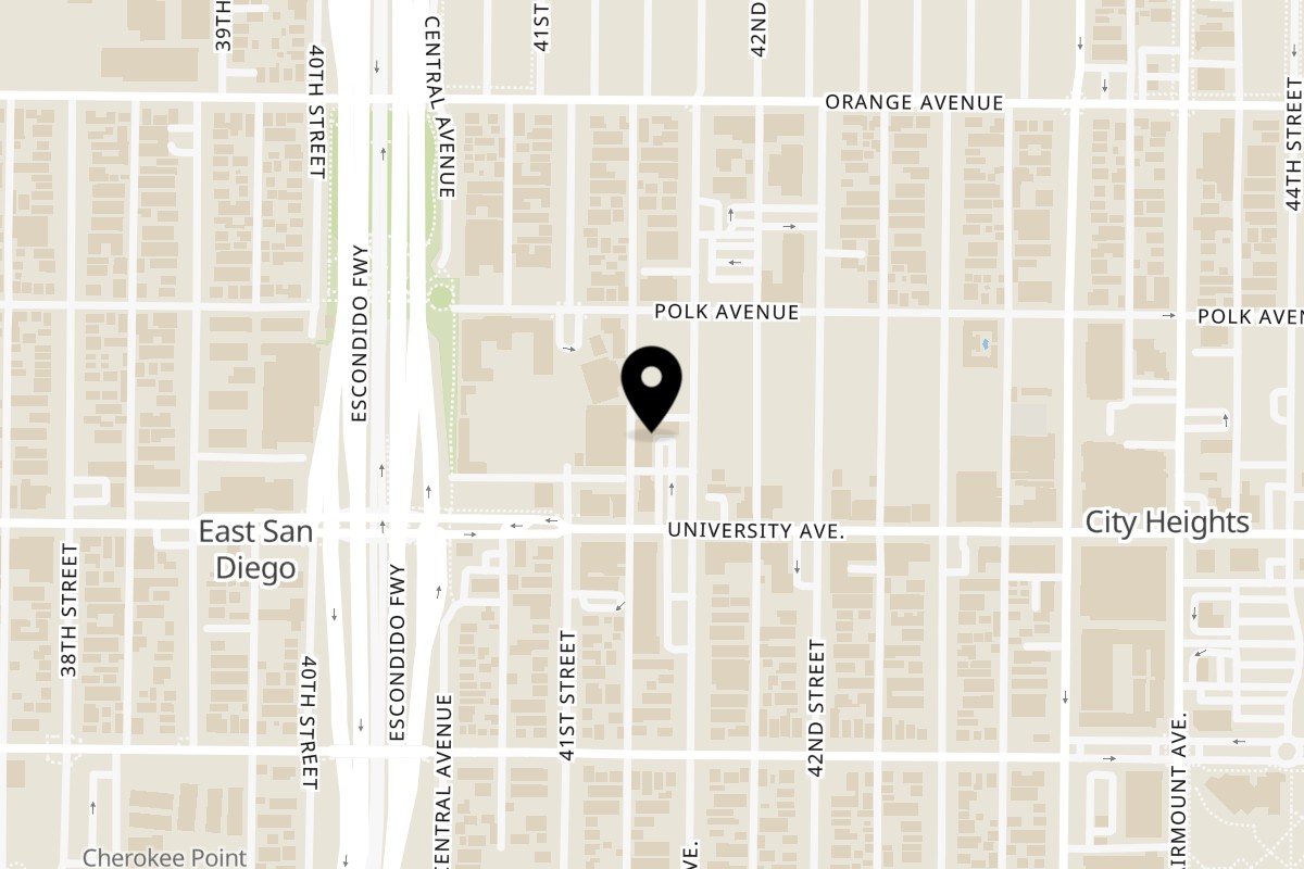 Map showing the location of So Saap on 4134 University Ave in San Diego